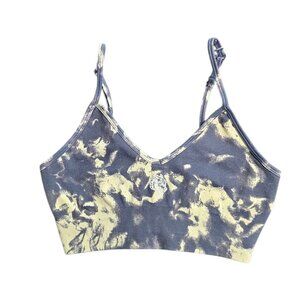 Darc Sport Everson Seamless Sports Bra, Acid Wash, Ribbed Band, V-Neck, Size M